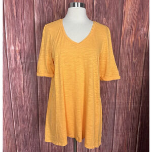 Chico's Womens Cotton Modal V-Neck Tunic Tee Half Sleeve Orange Sz 1 ,US Medium